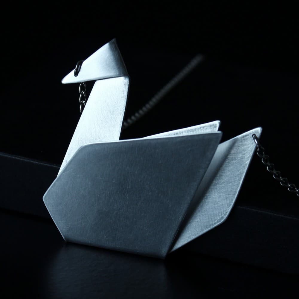 nakit,ogrlica,origami,labud,metal,ručni rad
